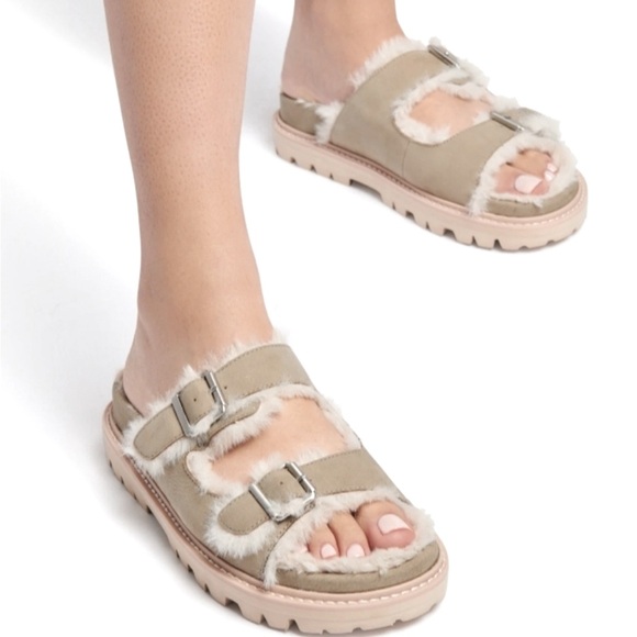 Dolce Vita New Neelo Faux Fur-Lined Slide Sandals - Picture 1 of 11